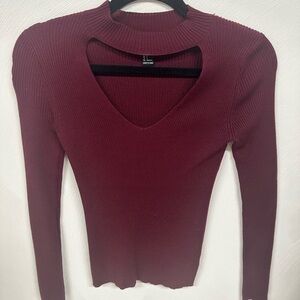 Forever 21 Burgundy Cutout sweater